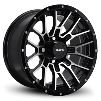 HPD HD Golf RTC Wheel, Gloss Black/Machine Face/Rivets, 12" or 14"