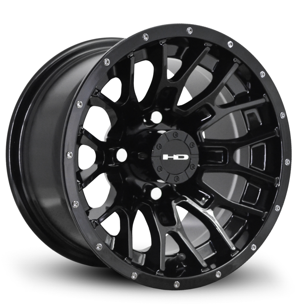 HPD HD Golf RTC Wheel, Gloss Black/Rivets, 12" or 14"