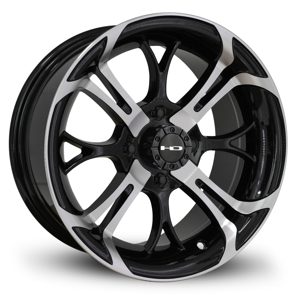 HPD HD Golf Spinout Wheel, Gloss Black/Machined Face, 14"