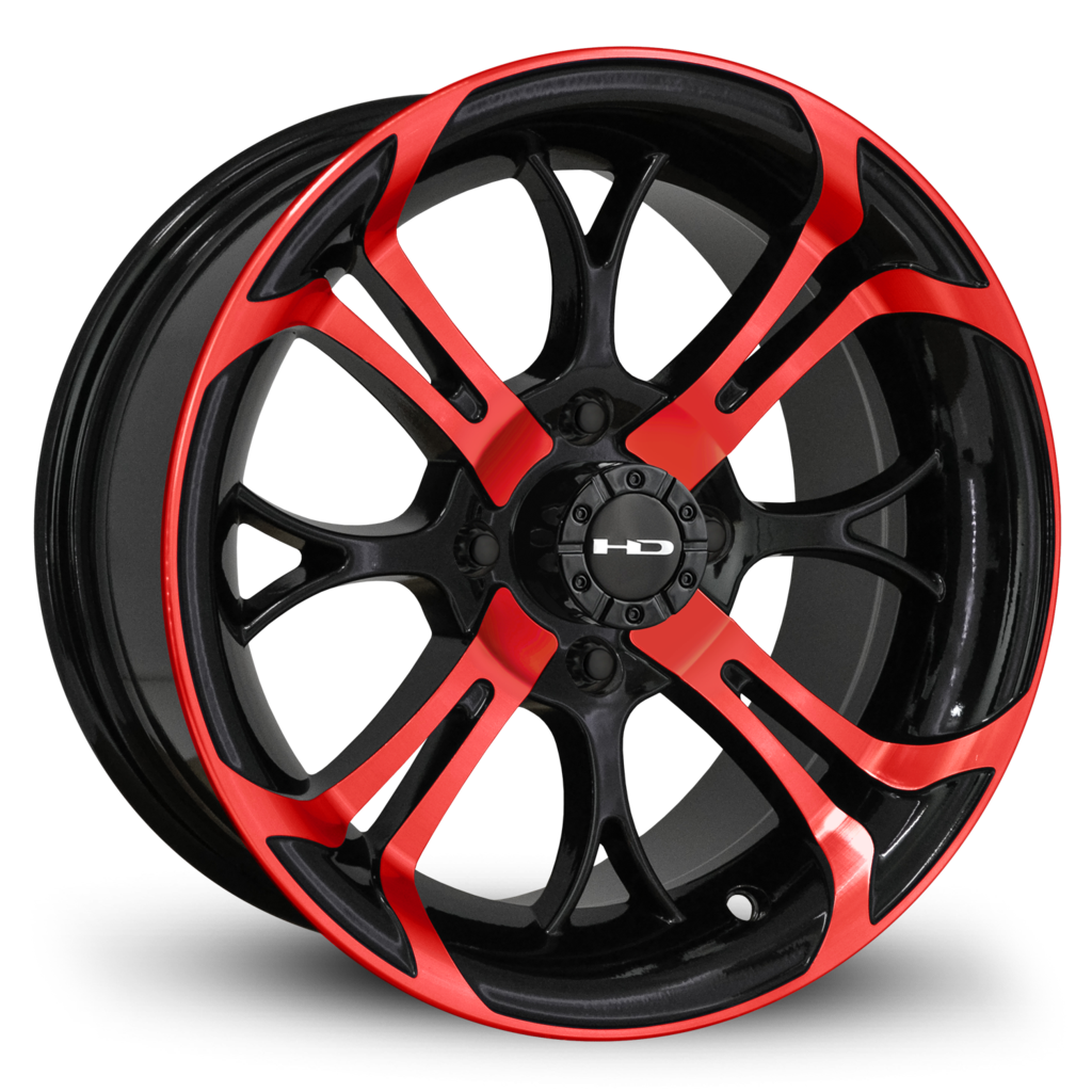 HPD HD Golf Spinout Wheel, Gloss Black/Red Face, 14"