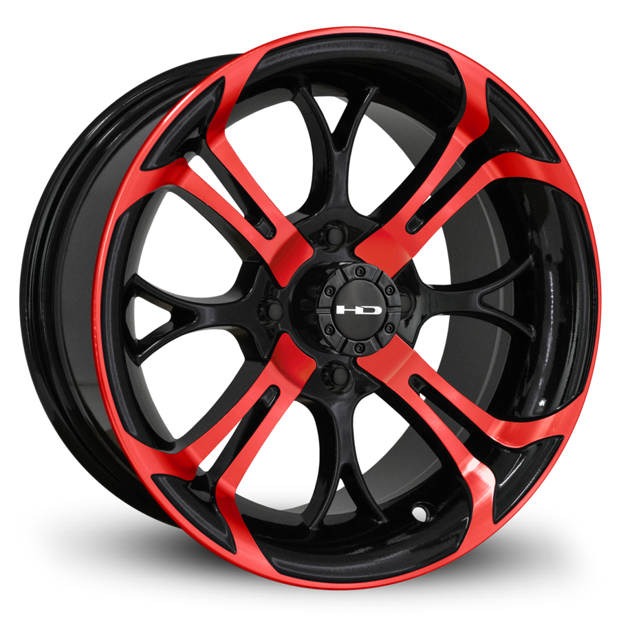 HPD HD Golf Spinout Wheel, Gloss Black/Red Face, 14"